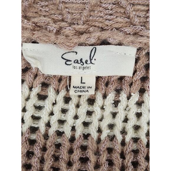 Easel Los Angeles Pink Striped Oversize Slouch Sweater Drop Shoulder Size Large - Picture 10 of 11